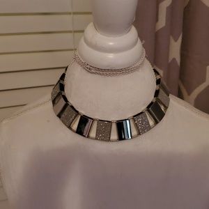 Silver chunky choker with bling